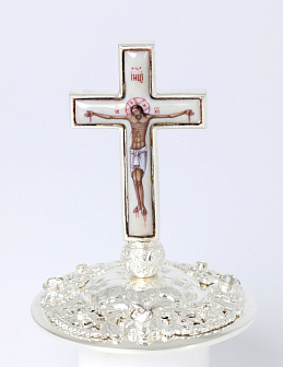 Крест на митру с 2-мя финифтями / серебрение