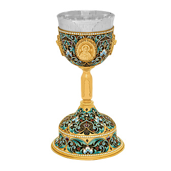 Потир 1.0л 4-литьевых лика, филигрань, эмаль №3 / золочение / серебряный стакан (УИН) Потир 1.0л 4-литьевых лика, филигрань, эмаль №3 / золочение / серебряный стакан (УИН)