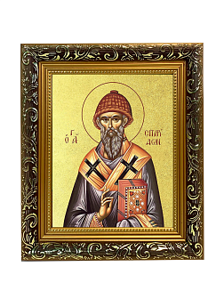 Икона "Спиридон Тримифунтский", свт., чудотв., с золочением поталью, 09100-УЛ