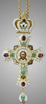 Наперсный крест с эмалью и позолотой