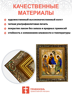 Икона Троица Андрея Рублева на холсте в киоте 164