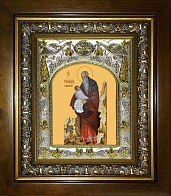 Икона освященная Стилиан преподобный в деревянном киоте