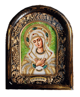Икона Пресвятая Богородица Умиление бисерная в деревяной раме