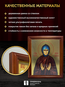 Икона Кира Берийская преподобная с золочением, деревянная рамка со стеклом 15х18х2 см 156