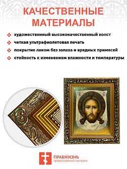 Икона Спас Нерукотворный с золочением, узкая рамка 17,5х20,5х2 см