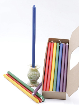 20 свечей формовых №8 (37см, 7ч), 5 ЦВЕТОВ (яркие)