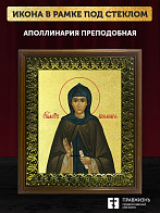 Икона Аполлинария преподобная с золочением, деревянная рамка с басмой и стеклом 18х21х2,5 см 031