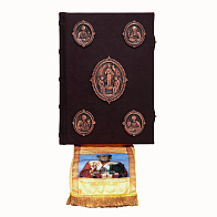 Евангелие 360*240 кожаный оклад г / пл патинирование