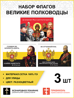 Набор флагов Великие полководцы сетка 3 шт.