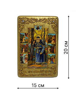 Настольная икона ''Преподобный Серафим Саровский чудотворец'' на мореном дубе