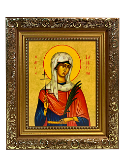 Именная икона Валентина Кесарийская Мученица на холсте в киоте 038