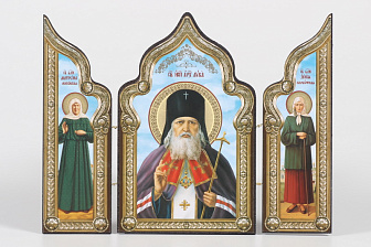 Складни деревянные 18х24 трехстворчатые, тиснение, арочные, фигурные, в упаковке Лука 2 - Ксения Петербургская - Матрона