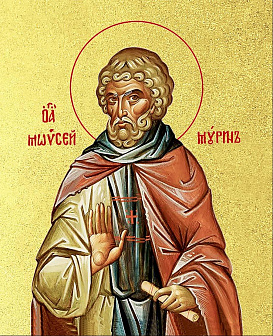 Икона "Моисей Мурин", св. прп., с золочением поталью, 09М2-УЛ Икона "Моисей Мурин", св. прп., с золочением поталью, 09М2-УЛ