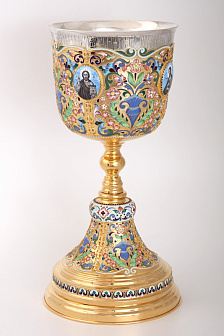 Потир 3.0л 4-финифти, филигрань, эмаль, роспись / золочение / серебряный стакан (УИН)