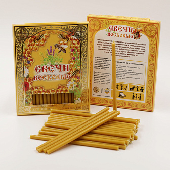 Свечи сорокоустные №50 (40шт, 19см, 1,7ч), Пчелы и Соты