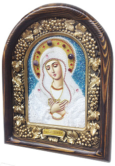 Икона ''Пресвятая Богородица Умиление'' из бисера ручной работы