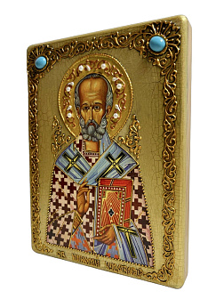 Настольная икона ''Святитель Николай, архиепископ Мир Ликийский (Мирликийский), чудотворец'' на море