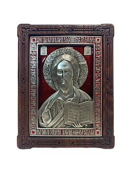 Икона Господь Вседержитель гальваника Красная эмаль стразы Swarovski 214_A79-3(R)_KRA