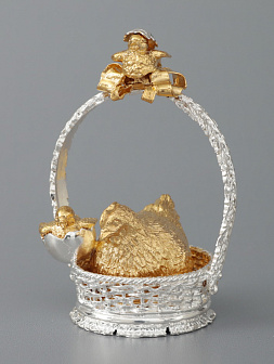 Пасхальная скульптура "курица с птенцами" / золочение, серебрение