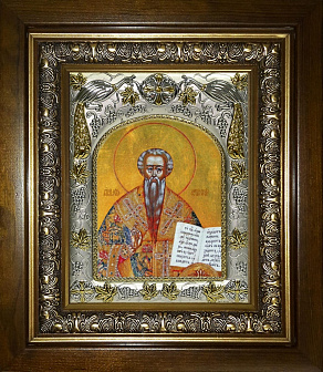 Икона освященная Лев Катанский в деревянном киоте