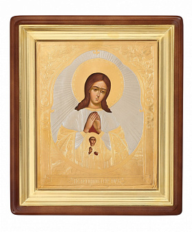 Икона живописная в киоте 13х18 масло, риза №104, киот №1 Помощница в родах