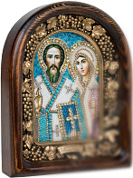 Икона Киприан и Устинья ручной работы из бисера