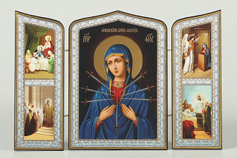 Складни деревянные 19х28 трёхстворчатые, двойное тиснение, фигурные, в упаковке Умягчение злых сердец