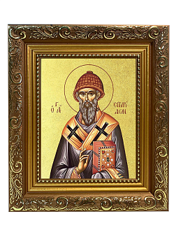 Икона "Спиридон Тримифунтский", свт., чудотв., с золочением поталью, 09100-УЛ