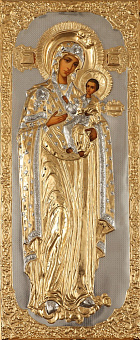 Икона живописная Богородица 50х120, масло, риза №157, золочение