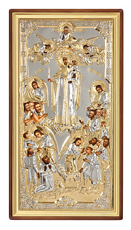 Икона живописная в киоте 50х100 масло, риза №269, киот №1 Всех скорбящих Радость