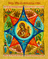 Икона Неопалимая Купина Божия Матерь на холсте в киоте 181 03045_KRA