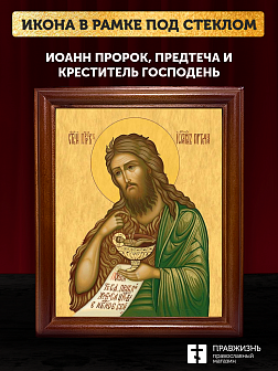 Икона Иоанн пророк Предтеча и Креститель Господень, деревянная рамка со стеклом 15х18х2 см 081