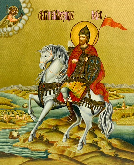 Икона Александр Невский Благоверный Князь, деревянная рамка со стеклом 15х18х2 см 020