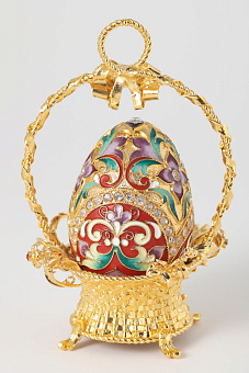 Яйцо пасхальное филигрань, эмаль, камни в корзинке / золочение Яйцо пасхальное филигрань, эмаль, камни в корзинке / золочение