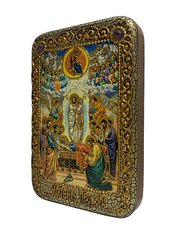Настольная икона ''Успение Пресвятой Богородицы'' на мореном дубе