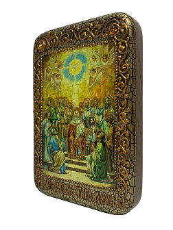 Настольная икона ''Сошествие Святого Духа'' на мореном дубе