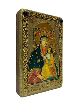 Настольная икона Божией Матери «Белыничская» на мореном дубе Настольная икона Божией Матери «Белыничская» на мореном дубе