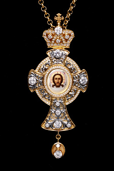 Крест наперсный №1449 / Фианиты / золочение, серебрение