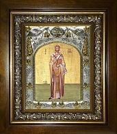 Икона освященная ''Леонид Афинский, в деревяном киоте