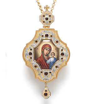 Панагия №200 / Фианиты гильяш / золочение, серебрение / Казанская БМ