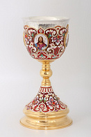 Потир 1.5л 4-финифти, филигрань, эмаль / золочение / серебряный стакан (УИН)