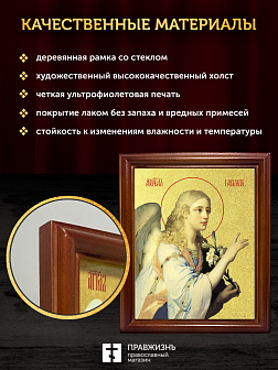 Икона Гавриил Архангел с золочением, деревянная рамка со стеклом 15х18х2 см 1136