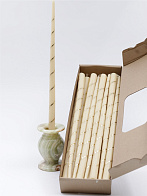 Свечи золоченые конусные №55, СПИРАЛЬ (Золото), БЕЛЫЕ (24шт)