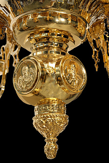 Паникадило 2 яруса 24 свечи с цепями золочение (1-2 ярус)