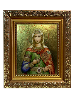 Икона Фотиния Светлана Самаряныня великомученица с золочением, широкая рамка 19,5х22,5х2 см