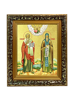 Икона "Кирилл и Мефодий", свв. равноапп., учители словенские, с золочением поталью, 09057-УЛ