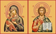 Венчальная пара икон Господь Вседержитель и Божия Матерь Владимирская