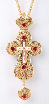 Крест наперсный филигрань №0017 одинарный рант финифть / золочение