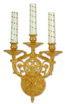 Лампада 3 свечи с орлом золочение