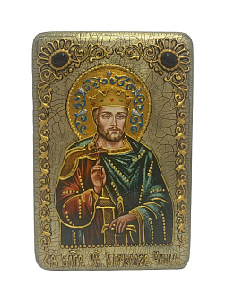 Подарочная икона ''Святой Благоверный князь Вячеслав Чешский'' на мореном дубе